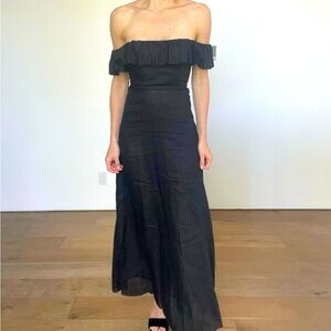 Zimmerman Linen Elegant Black Off-Shoulder Dress